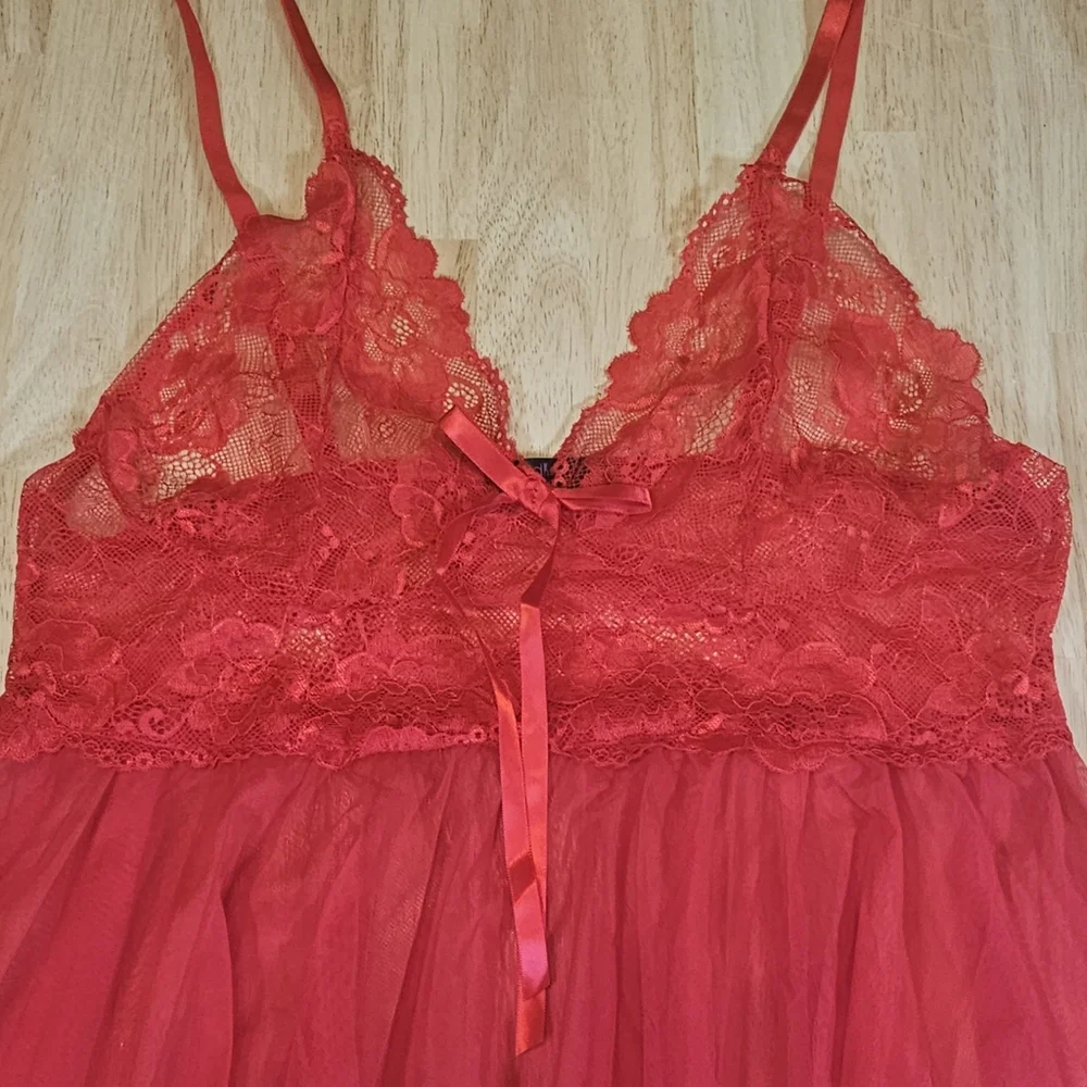 Red Lace Baby Doll Dress Set - Picture 5 of 15